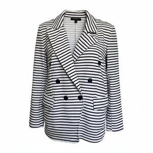 Banana Republic Pique Knit Blazer Nautical Chic Striped Coastal Preppy Jacket